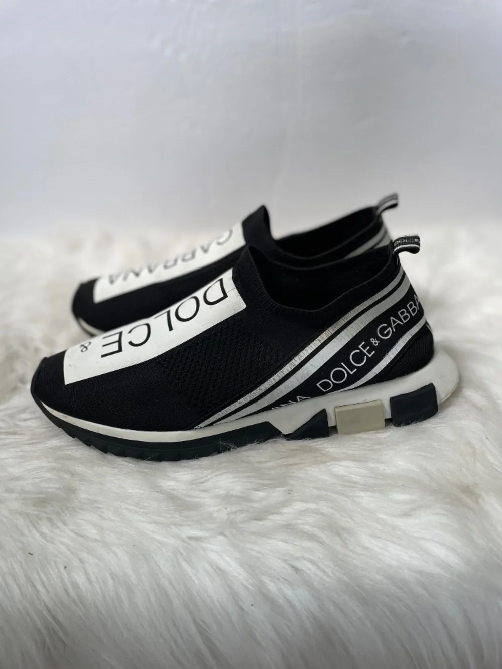 Dolce & Gabbana Black White Slip-on Low Top Comfort Sneaker Mens Shoes 43-44